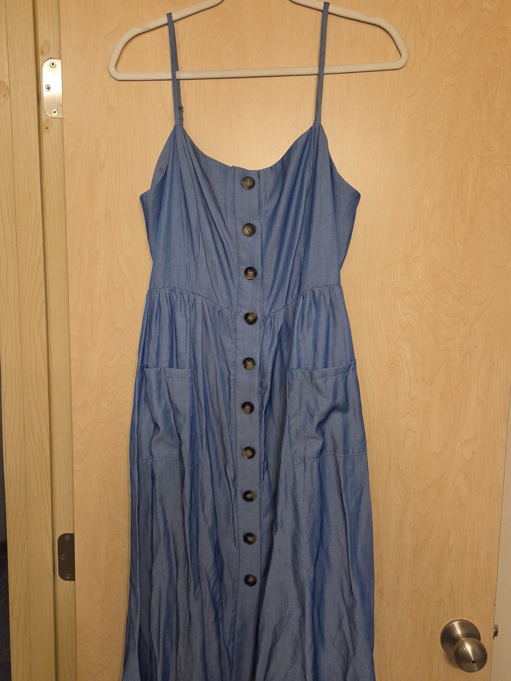 Blue Button-Front Dress
